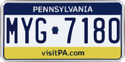 PA license plate MYG7180