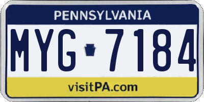 PA license plate MYG7184