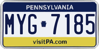 PA license plate MYG7185