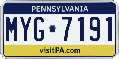 PA license plate MYG7191