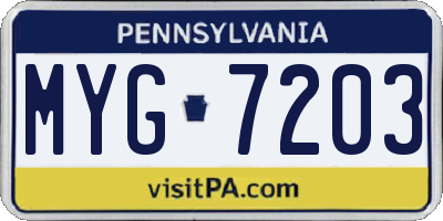 PA license plate MYG7203