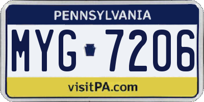 PA license plate MYG7206