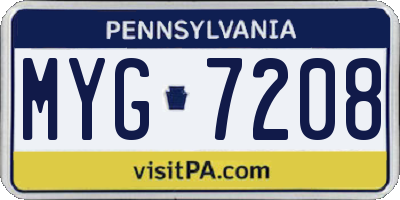 PA license plate MYG7208