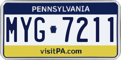 PA license plate MYG7211