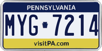 PA license plate MYG7214