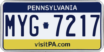 PA license plate MYG7217