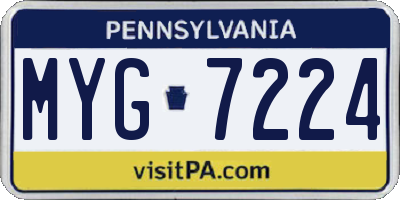 PA license plate MYG7224