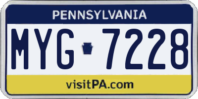 PA license plate MYG7228