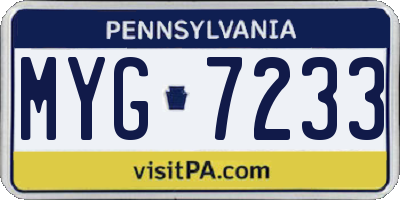 PA license plate MYG7233