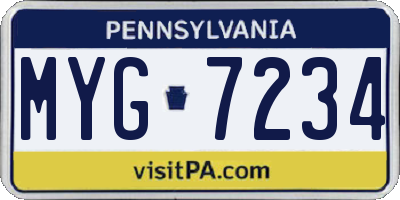 PA license plate MYG7234