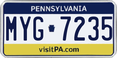 PA license plate MYG7235