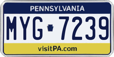 PA license plate MYG7239