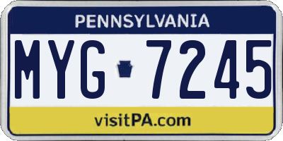 PA license plate MYG7245