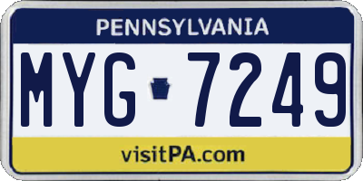 PA license plate MYG7249