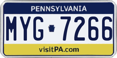 PA license plate MYG7266