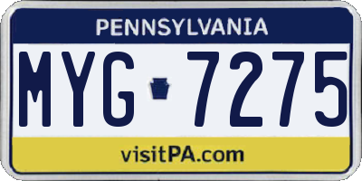 PA license plate MYG7275