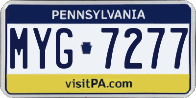 PA license plate MYG7277