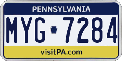 PA license plate MYG7284