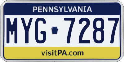 PA license plate MYG7287