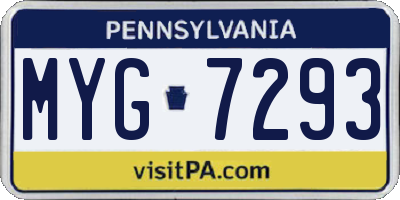 PA license plate MYG7293