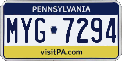 PA license plate MYG7294