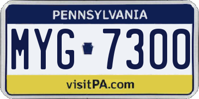 PA license plate MYG7300