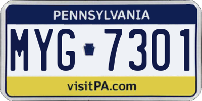 PA license plate MYG7301