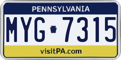 PA license plate MYG7315