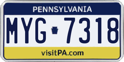 PA license plate MYG7318