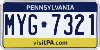 PA license plate MYG7321