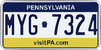 PA license plate MYG7324