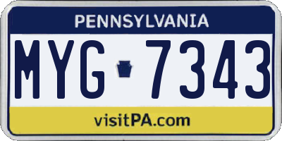 PA license plate MYG7343
