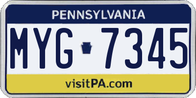 PA license plate MYG7345
