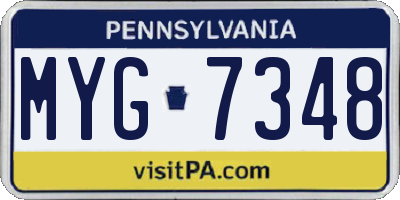 PA license plate MYG7348