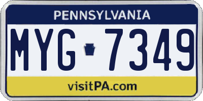 PA license plate MYG7349