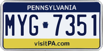 PA license plate MYG7351