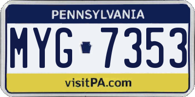 PA license plate MYG7353