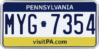 PA license plate MYG7354