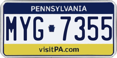 PA license plate MYG7355