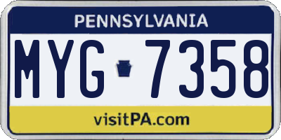 PA license plate MYG7358