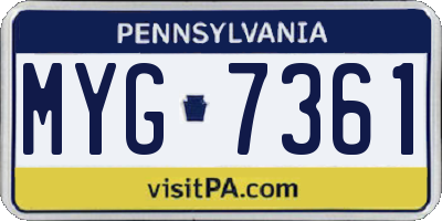 PA license plate MYG7361