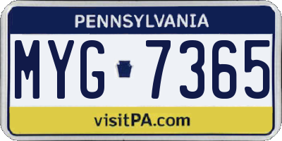 PA license plate MYG7365