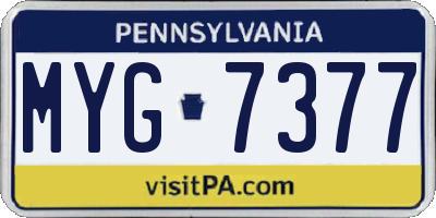 PA license plate MYG7377