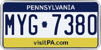 PA license plate MYG7380