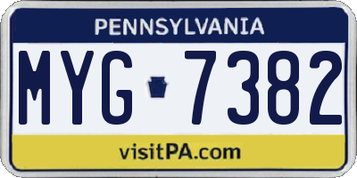 PA license plate MYG7382
