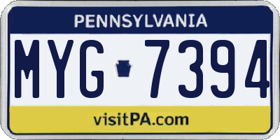 PA license plate MYG7394