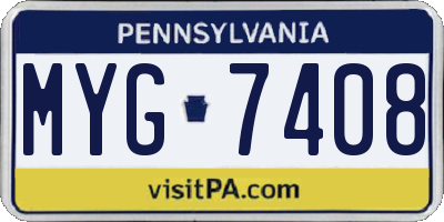 PA license plate MYG7408