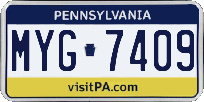 PA license plate MYG7409