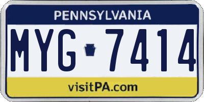 PA license plate MYG7414