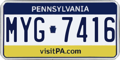 PA license plate MYG7416